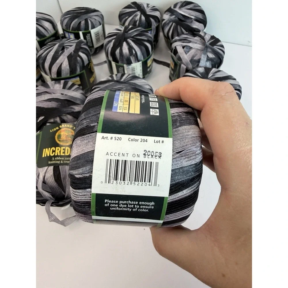 Lion Brand Yarn Incredible Ribbon Yarn Lot 14 Accent On Black Not Same Dye Lot